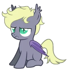 Size: 4655x5000 | Tagged: safe, artist:vito, banned from derpibooru, deleted from derpibooru, derpibooru import, oc, oc:nook, unofficial characters only, bat pony, pony, /mlp/, 4chan, absurd resolution, colt, foal, frown, male, simple background, sitting, solo, transparent background, vector