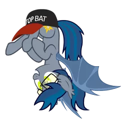 Size: 4895x4799 | Tagged: safe, artist:vito, banned from derpibooru, deleted from derpibooru, derpibooru import, oc, oc:mosina, unofficial characters only, bat pony, pony, /mlp/, 4chan, absurd resolution, asshat, baseball cap, cap, female, glasses, hat, mare, simple background, solo, top bat, top gun, transparent background, upside down, vector, wardrobe misuse
