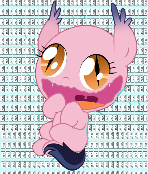 Size: 3000x3516 | Tagged: safe, artist:vito, banned from derpibooru, deleted from derpibooru, derpibooru import, oc, oc:echo, unofficial characters only, bat pony, pony, /mlp/, 4chan, adoracreepy, baby, creepy, cute, eeee, female, foal, happy, high res, mare, screech, solo, vector