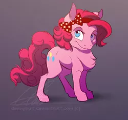 Size: 397x371 | Tagged: safe, artist:dvixie, banned from derpibooru, deleted from derpibooru, derpibooru import, pinkie pie, pony, bow, chest fluff, cute, cutie mark, diapinkes, female, filly, fluffy, grin, smiling, solo, younger