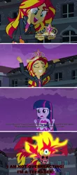 Size: 1267x2891 | Tagged: safe, artist:amrasfelagund, banned from derpibooru, deleted from derpibooru, derpibooru import, edit, edited screencap, screencap, sunset shimmer, twilight sparkle, equestria girls, equestria girls (movie), animaniacs, big crown thingy, comic, crown, element of magic, jewelry, katie ka-boom, regalia, screencap comic, sunset satan