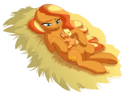 Size: 1024x788 | Tagged: safe, artist:lopoddity, banned from derpibooru, deleted from derpibooru, derpibooru import, applejack, pony, applejack's parents, baby, baby pony, babyjack, bedroom eyes, cute, female, filly, foal, hay, heartwarming, jackabetes, ma apple, mother, mother and child, mother and daughter, newborn, on back, simple background, sleeping, smiling, transparent background, underhoof, vector, younger