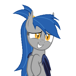 Size: 700x700 | Tagged: safe, artist:vito, banned from derpibooru, deleted from derpibooru, derpibooru import, oc, oc:moonlight, unofficial characters only, bat pony, pony, /mlp/, 4chan, adorkable, animated, cute, dancing, dork, grin, nervous, ponytail, simple background, smiling, solo, swinging