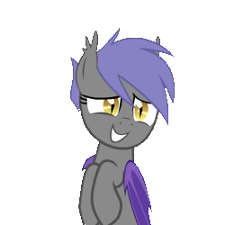 Size: 700x700 | Tagged: safe, artist:vito, banned from derpibooru, deleted from derpibooru, derpibooru import, oc, oc:midnight blossom, unofficial characters only, bat pony, pony, /mlp/, 4chan, adorkable, animated, cute, dancing, dork, grin, nervous, ponytail, simple background, smiling, solo, swinging