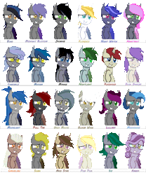 Size: 1663x2000 | Tagged: safe, artist:vito, banned from derpibooru, deleted from derpibooru, derpibooru import, oc, oc:amber, oc:arid star, oc:camomile, oc:carnelian, oc:dusk dancer, oc:echo, oc:florence, oc:gloom wing, oc:grey mouse, oc:heartbeat, oc:ivy, oc:jasmine, oc:lullaby, oc:midnight blossom, oc:mirage, oc:moonlight, oc:moonshine, oc:mosina, oc:night watch, oc:nightlight, oc:pom pom, oc:pull tab, oc:rosewood, oc:soma, unofficial characters only, bat pony, pony, unicorn, /mlp/, 4chan, adorkable, animated, bat pony oc, bat wings, blind, cute, dancing, dork, female, glasses, grin, nervous, one of these things is not like the others, ponytail, simple background, smiling, swinging, wings