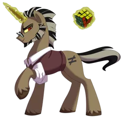 Size: 900x858 | Tagged: safe, artist:lopoddity, banned from derpibooru, deleted from derpibooru, derpibooru import, discord, ponified, pony, unicorn, pandoraverse, beard, facial hair, pony discord, rubik's cube, simple background, solo, species swap, transparent background