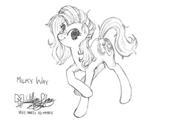 Size: 700x500 | Tagged: safe, artist:meto30, banned from derpibooru, deleted from derpibooru, derpibooru import, oc, oc:milky way, unofficial characters only, earth pony, pony, female, freckles, mare, monochrome, solo, traditional art