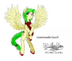 Size: 1400x1200 | Tagged: safe, artist:meto30, banned from derpibooru, deleted from derpibooru, derpibooru import, oc, unofficial characters only, pegasus, pony, clothes, female, lemonade swirl, mare, scarf, solo