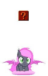 Size: 673x1059 | Tagged: safe, artist:vito, banned from derpibooru, deleted from derpibooru, derpibooru import, oc, oc:heartbeat, unofficial characters only, bat pony, pony, ? block, animated, bouncing, brick, bump, cute, female, filly, heart eyes, pronking, question mark block, solo, super mario bros., wingding eyes