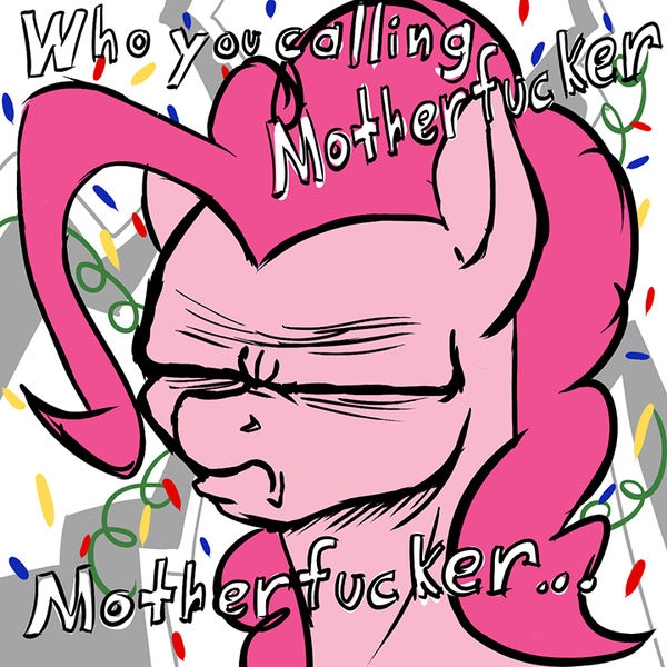 Size: 720x720 | Tagged: safe, artist:acesential, banned from derpibooru, deleted from derpibooru, derpibooru import, pinkie pie, angry, solo, vulgar