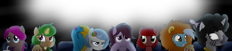 Size: 5211x1162 | Tagged: safe, artist:vito, banned from derpibooru, deleted from derpibooru, derpibooru import, blues, noteworthy, oc, oc:google chrome, oc:internet explorer, oc:pillow case, oc:strawberry jam, oc:ziggercorn pat, ponified, unofficial characters only, pony, zebra, /mlp/, 4chan, browser ponies, drink, food, google chrome, interchrome, internet explorer, leo, movie, pat, ponies in earth, popcorn, shipping, telecast, zodiac