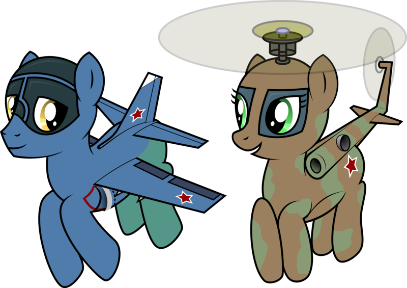 Size: 4000x2827 | Tagged: safe, artist:jh, banned from derpibooru, deleted from derpibooru, derpibooru import, oc, oc:ludmila, oc:sergei, unofficial characters only, original species, plane pony, pony, helicopter, mi-8, plane, simple background, transparent background, vector, yak-38