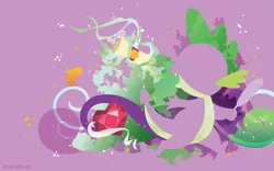 Size: 2880x1800 | Tagged: safe, artist:spacekitty, banned from derpibooru, deleted from derpibooru, derpibooru import, peewee, spike, dragon, phoenix, dragon mail, fire, fire ruby, gem, green fire, male, ruby, scroll, silhouette, solo, wallpaper