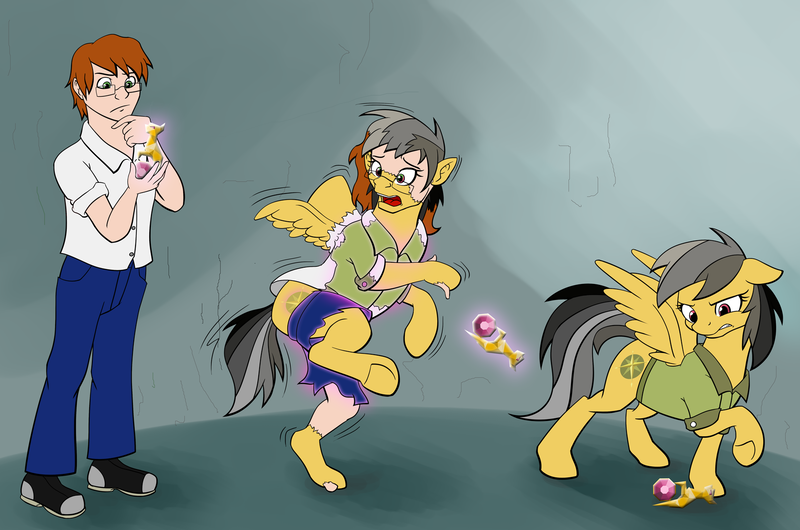 Size: 1812x1200 | Tagged: safe, artist:acesential, banned from derpibooru, deleted from derpibooru, derpibooru import, daring do, human, pegasus, pony, human to pony, magical artifact, rule 63, sequence, solo, transformation, transgender transformation, underhoof