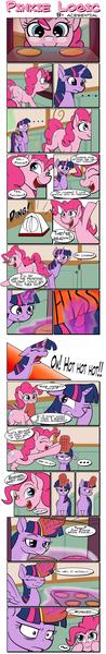 Size: 800x4911 | Tagged: safe, artist:acesential, banned from derpibooru, deleted from derpibooru, derpibooru import, pinkie pie, twilight sparkle, twilight sparkle (alicorn), alicorn, pony, baking, comic, female, mare, misspelling, oven mitt, oven mitts, pinkie logic