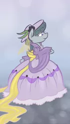 Size: 450x800 | Tagged: safe, artist:atlur, banned from derpibooru, deleted from derpibooru, derpibooru import, octavia melody, pony, semi-anthro, bipedal, clothes, dress, hat, solo