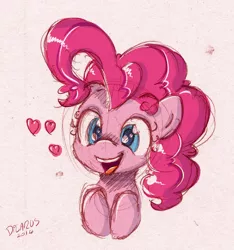 Size: 2400x2565 | Tagged: dead source, safe, artist:dilarus, banned from derpibooru, deleted from derpibooru, derpibooru import, pinkie pie, bust, colored pupils, cute, diapinkes, happy, heart, hooves to the chest, open mouth, portrait, smiling, solo