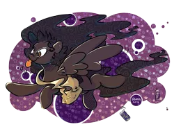 Size: 4591x3410 | Tagged: safe, artist:dilarus, banned from derpibooru, deleted from derpibooru, derpibooru import, oc, oc:casy, unofficial characters only, chocolate, derp, food, messenger bag, simple background, solo, spit, tongue out, transparent background