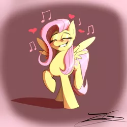 Size: 1839x1839 | Tagged: safe, artist:sand-filled-scarecrow, banned from derpibooru, deleted from derpibooru, derpibooru import, fluttershy, pegasus, pony, cute, cutie mark, dancing, glow, happy, heart, signature, smiling, solo, wings