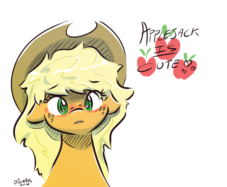 Size: 4000x3293 | Tagged: safe, artist:dilarus, banned from derpibooru, deleted from derpibooru, derpibooru import, applejack, blushing, bust, cute, floppy ears, jackabetes, portrait, simple background, solo, transparent background