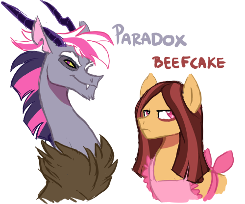 Size: 500x415 | Tagged: safe, artist:lopoddity, banned from derpibooru, deleted from derpibooru, derpibooru import, oc, oc:beefcake, oc:cupcake, oc:pandora, oc:paradox, unofficial characters only, draconequus, earth pony, hybrid, pony, pandoraverse, bust, draconequus oc, interspecies offspring, next generation, offspring, parent:cheese sandwich, parent:discord, parent:pinkie pie, parent:twilight sparkle, parents:cheesepie, parents:discolight, rule 63