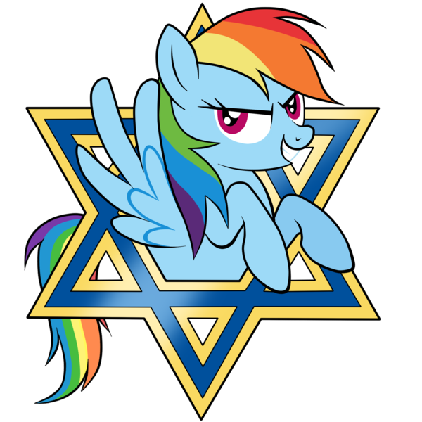 Size: 600x600 | Tagged: safe, artist:southparktaoist, banned from derpibooru, deleted from derpibooru, derpibooru import, rainbow dash, pegasus, pony, duckery in the description, female, grin, israel, judaism, looking at you, mare, religion, simple background, smiling, solo, spread wings, star of david, transparent background, wings