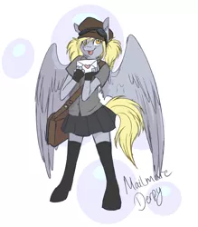Size: 979x1117 | Tagged: safe, artist:dvixie, banned from derpibooru, deleted from derpibooru, derpibooru import, derpy hooves, anthro, clothes, cute, derpabetes, mailmare, skirt, solo, zettai ryouiki