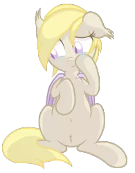 Size: 1907x2443 | Tagged: safe, artist:vito, banned from derpibooru, deleted from derpibooru, derpibooru import, oc, oc:pom pom, unofficial characters only, belly button, blind, crying, cute, floppy ears, fluffy, happy, looking away, simple background, sitting, smiling, solo, tears of joy, transparent background, vector