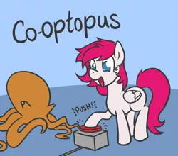 Size: 600x528 | Tagged: safe, artist:atlur, banned from derpibooru, deleted from derpibooru, derpibooru import, oc, oc:phoe, unofficial characters only, octopus, pony, button, pun