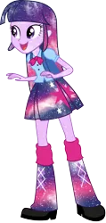 Size: 3732x7846 | Tagged: safe, artist:digitbrony, artist:paulysentry, banned from derpibooru, deleted from derpibooru, derpibooru import, edit, vector edit, twilight sparkle, equestria girls, absurd resolution, blouse, clothes, galaxy, happy, leg warmers, open mouth, shoes, simple background, skirt, socks, transparent background, vector