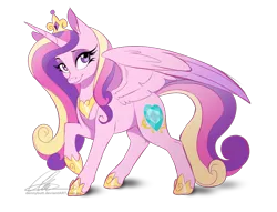 Size: 1127x859 | Tagged: safe, artist:dvixie, banned from derpibooru, deleted from derpibooru, derpibooru import, princess cadance, alicorn, pony, bedroom eyes, cute, female, mare, raised hoof, simple background, smiling, solo, spread wings, transparent background, vector, wings