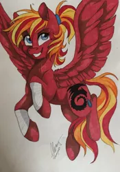 Size: 783x1119 | Tagged: safe, artist:dvixie, banned from derpibooru, deleted from derpibooru, derpibooru import, oc, oc:fire strike, unofficial characters only, solo, traditional art