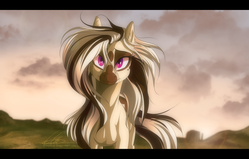Size: 1796x1150 | Tagged: safe, artist:dvixie, banned from derpibooru, deleted from derpibooru, derpibooru import, oc, oc:ayasha the pony, unofficial characters only, cloud, cloudy, field, sky, solo