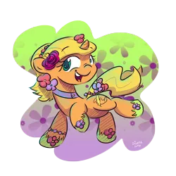 Size: 4000x4000 | Tagged: safe, artist:dilarus, banned from derpibooru, deleted from derpibooru, derpibooru import, oc, oc:script write, unofficial characters only, pony, collar, commission, female, filly, flower, flower in hair, solo