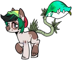 Size: 997x825 | Tagged: safe, artist:axolotlshy, banned from derpibooru, deleted from derpibooru, derpibooru import, oc, unofficial characters only, monster pony, original species, piranha plant pony, plant pony, augmented tail, beanie, drugs, fangs, hat, high, marijuana, plant, raised hoof, simple background, smiling, tongue out, transparent background, unshorn fetlocks