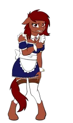 Size: 717x1200 | Tagged: safe, artist:acesential, banned from derpibooru, deleted from derpibooru, derpibooru import, oc, oc:penn, oc:penny, unofficial characters only, anthro, angry, anthro oc, clothes, glare, looking at you, maid, rule 63, simple background, solo, transparent background