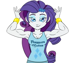 Size: 1280x1066 | Tagged: safe, artist:verumteednp, banned from derpibooru, deleted from derpibooru, derpibooru import, rarity, equestria girls, armpits, bracelet, clothes, commission, cutie mark, cutie mark on clothes, jewelry, looking at you, muscles, ripped rarity, shirt, simple background, smiling, solo, tanktop, transparent background