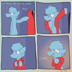 Size: 900x900 | Tagged: safe, artist:dogstomp, artist:input-command, banned from derpibooru, deleted from derpibooru, derpibooru import, bipedal, clothes, comfy, comic, comic diary, daily comic, dogstomp, jacket