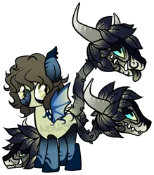 Size: 662x755 | Tagged: safe, artist:axolotlshy, banned from derpibooru, deleted from derpibooru, derpibooru import, oc, unofficial characters only, cow plant pony, monster pony, original species, plant pony, augmented tail, bat wings, fangs, multiple tails, plant, simple background, slit eyes, thorns, tongue out, transparent background, wings
