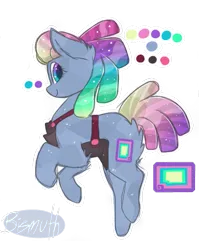 Size: 797x1000 | Tagged: safe, artist:hiccupsdoesart, banned from derpibooru, deleted from derpibooru, derpibooru import, ponified, earth pony, pony, bismuth (steven universe), colored pupils, ear fluff, floating, multicolored iris, reference sheet, simple background, solo, steven universe, transparent background