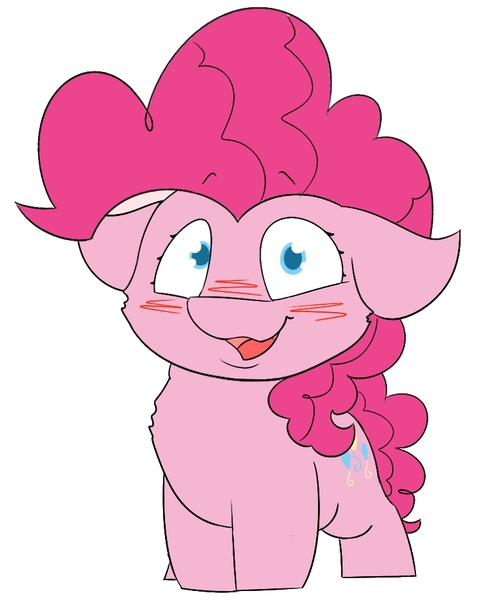 Size: 757x934 | Tagged: safe, artist:input-command, banned from derpibooru, deleted from derpibooru, derpibooru import, edit, pinkie pie, pony, blushing, chubby, floppy ears, short legs, solo