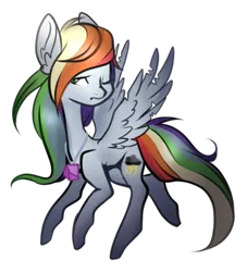 Size: 567x624 | Tagged: safe, artist:axolotlshy, banned from derpibooru, deleted from derpibooru, derpibooru import, oc, oc:marble sky, unofficial characters only, pegasus, pony, jewelry, multicolored hair, necklace, not rainbow dash, one eye closed, pegasus oc, rainbow hair, simple background, solo, transparent background, wings, wink
