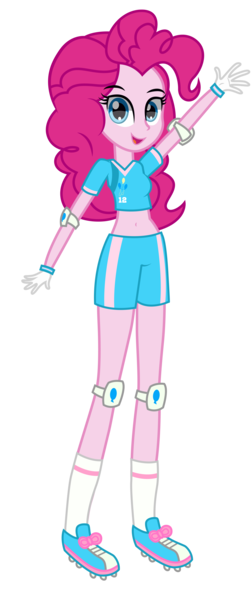 Size: 3540x8443 | Tagged: safe, artist:paulysentry, artist:rj-streak, banned from derpibooru, deleted from derpibooru, derpibooru import, pinkie pie, equestria girls, clothes, crossover, elbow pads, gloves, knee pads, shoes, simple background, sneakers, soccer shoes, socks, solo, sports, super mario strikers, transparent background, vector