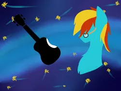Size: 1024x768 | Tagged: safe, artist:northerndawnart, banned from derpibooru, deleted from derpibooru, derpibooru import, oc, oc:4everfreebrony, earth pony, pony, abstract background, base used, bust, eyes closed, gift art, glasses, guitar, lineless, male, minimalist, modern art, musical instrument, musician, portrait, present, solo, stallion, youtuber