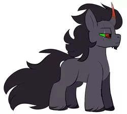 Size: 1956x1750 | Tagged: dead source, safe, artist:taaffeiite, banned from derpibooru, deleted from derpibooru, derpibooru import, king sombra, pony, unicorn, alternate universe, colored sclera, facial hair, goatee, lidded eyes, looking to the right, male, profile, scar, scruffy, sideways glance, simple background, solo, stallion, unshorn fetlocks, white background