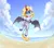 Size: 1716x1500 | Tagged: ambiguous gender, artist:inowiseei, bat wings, beach, cloven hooves, flying, hybrid, kirin, oc, oc:dawn strider, ocean, quadrupedal, safe, sky, solo, sports, unofficial characters only, vertigo, volleyball, wings