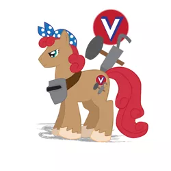 Size: 900x900 | Tagged: safe, artist:inspectornills, ponibooru import, ponified, earth pony, pony, female, mare, rosie the riveter, simple background, solo, white background