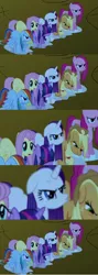 Size: 640x1800 | Tagged: editor needed, source needed, safe, edit, edited screencap, ponibooru import, screencap, applejack, fluttershy, pinkie pie, rainbow dash, rarity, twilight sparkle, earth pony, pegasus, pony, unicorn, friendship is magic, angry, duckface, female, lidded eyes, mane six, mare, wet, wet mane, when you see it, zoomed in