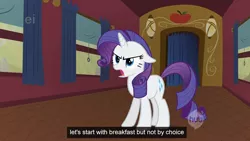 Size: 1920x1080 | Tagged: editor needed, source needed, safe, edit, edited screencap, ponibooru import, screencap, rarity, pony, unicorn, mmmystery on the friendship express, angry, caption, female, frown, hub logo, mare, meme, open mouth, solo, train, youtube caption