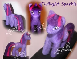 Size: 654x498 | Tagged: photographer needed, source needed, safe, artist:lmanika, ponibooru import, twilight sparkle, pony, unicorn, custom, female, irl, irl photo, mare, photo, photoshop, plushie, solo, toy, unicorn twilight, watermark